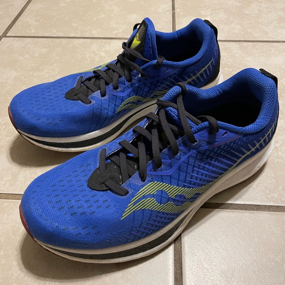 Saucony Blue Athletic Sneakers with Black and Green Accents